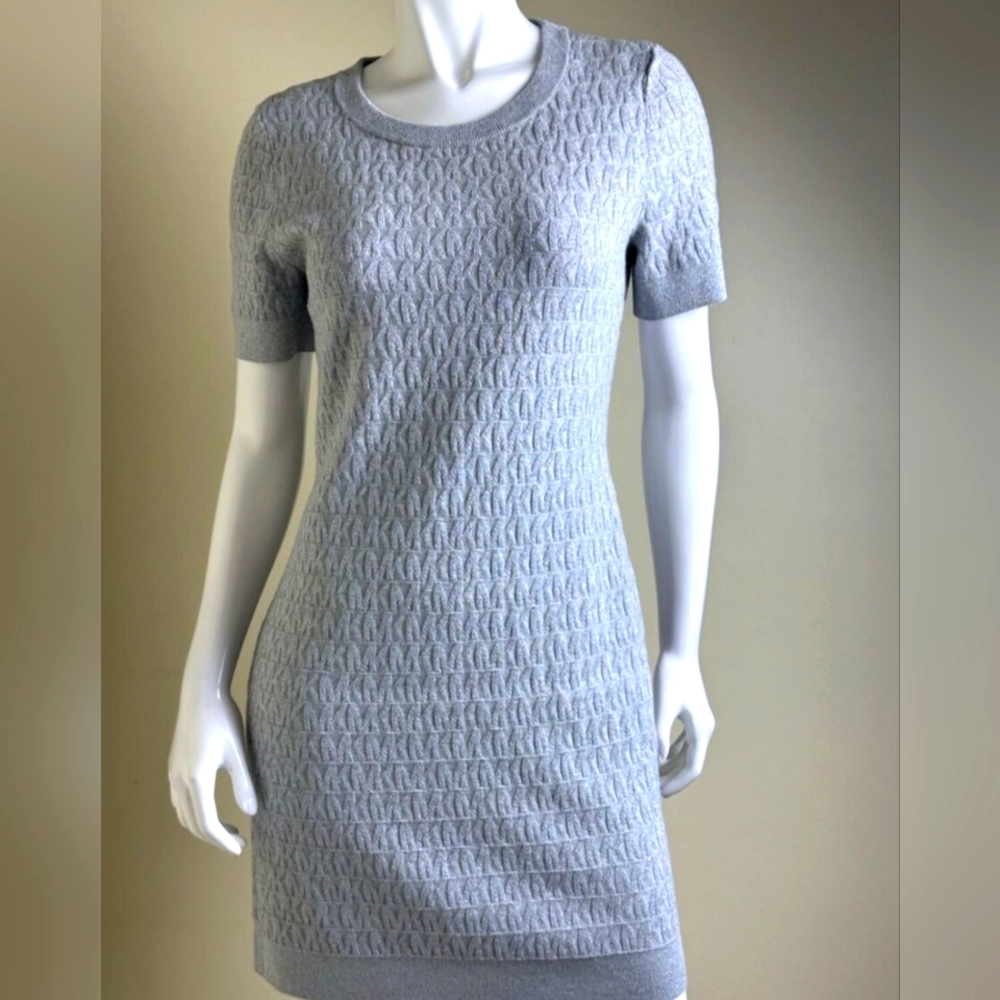 NWOT Michael Kors Grey Metallic Knit Dress - Picture 4 of 8